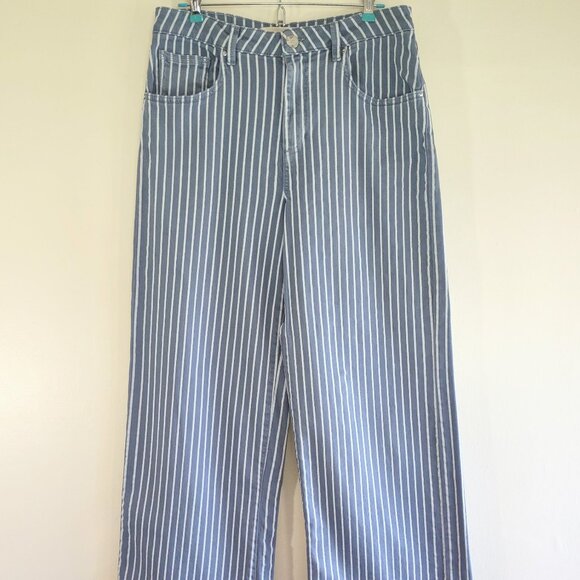 Seventy + Mochi Anthropologie Gracie Stripe High-Waist Wide-Leg Jeans Size 27R - Picture 3 of 13